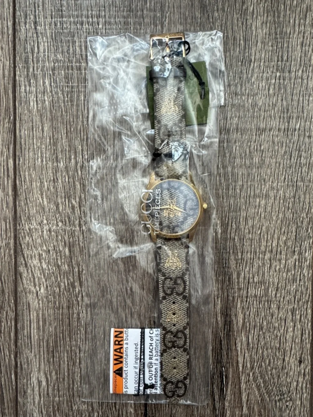 Gucci Gold-Tone Case Brown & Beige Monogram Canvas Men's Watch - Picture 8 of 10